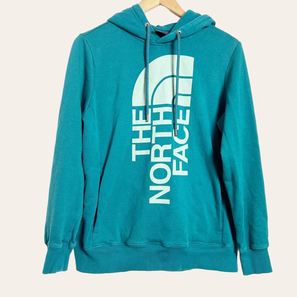 The North Face Women's Blue Graphic Logo Pullover Hoodie Size M